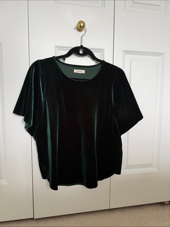 Madewell Tops - Madewell Dark Green Velvet Short-Sleeve Tee